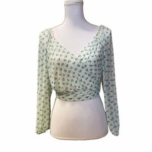 FREE PEOPLE - WOMENS LONG SLEEVE WRAP TOP SZ XS